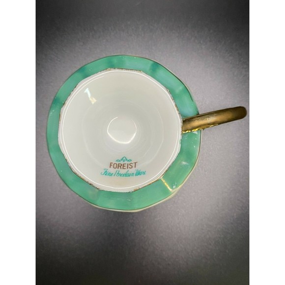 Pedestal Tea Cup Foreist Fine Porcelain Ware Versailles Style Lusterware (#3) - Picture 4 of 6